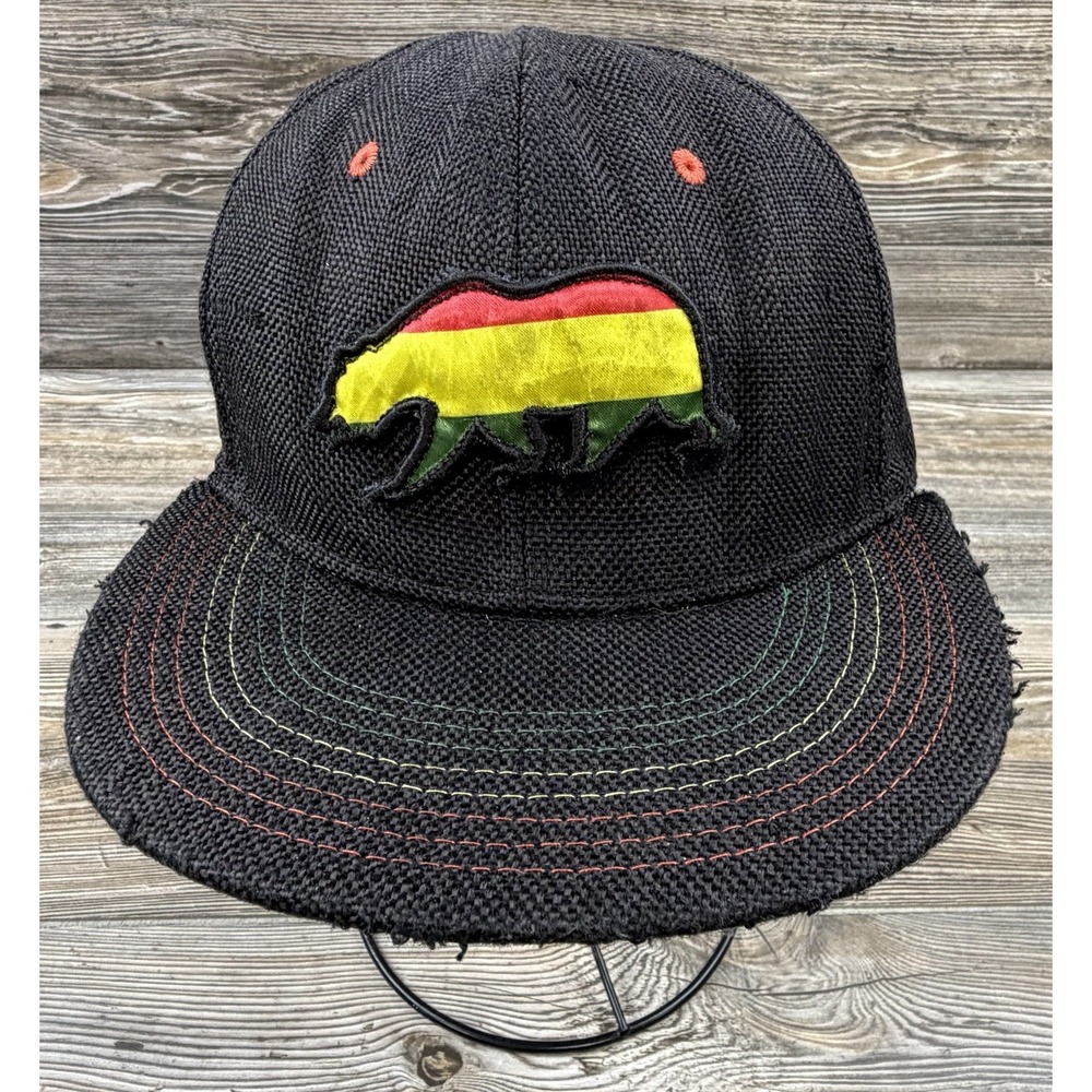 Grassroots Vtg California Rasta Bear S/M Hat Red Yellow Green Rasta Coloring